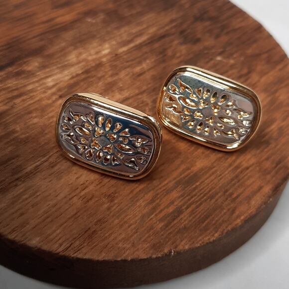 Vintage Premier Designs Silver & Gold Tone Earrings - Picture 1 of 5
